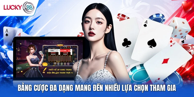 Bảng cược đa dạng mang đến nhiều lựa chọn tham gia
