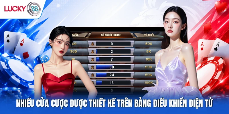 Nhiều cửa cược được thiết kế trên bảng điều khiển điện tử
